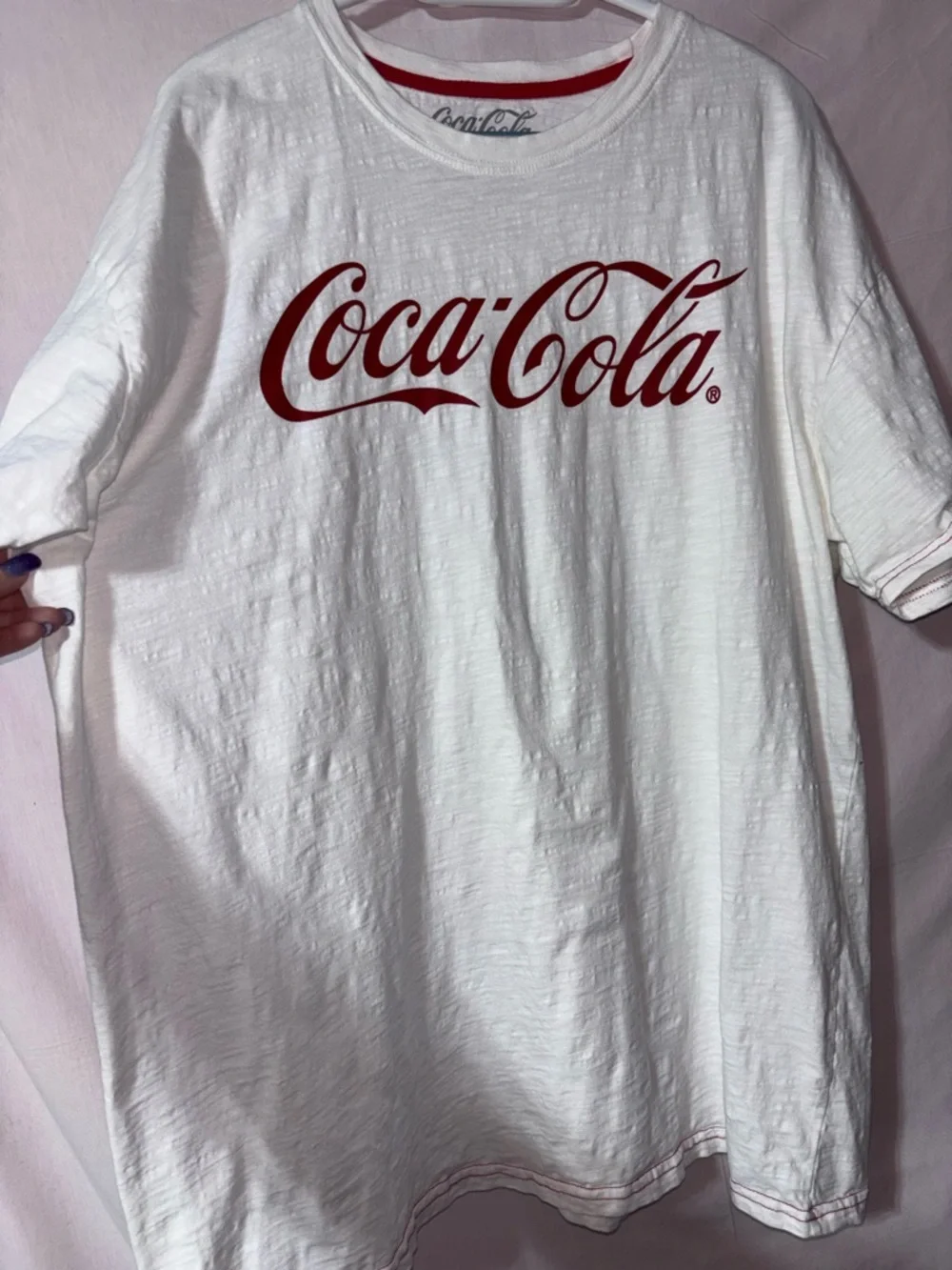 Coca Cola White Tee with Red Logo and Stitching - Picture 4 of 9